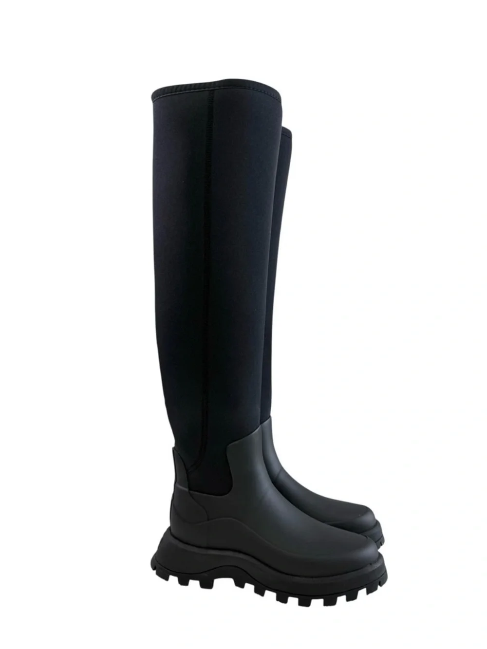Hunter Black Over-the-Knee Lug Sole Rain Boots
